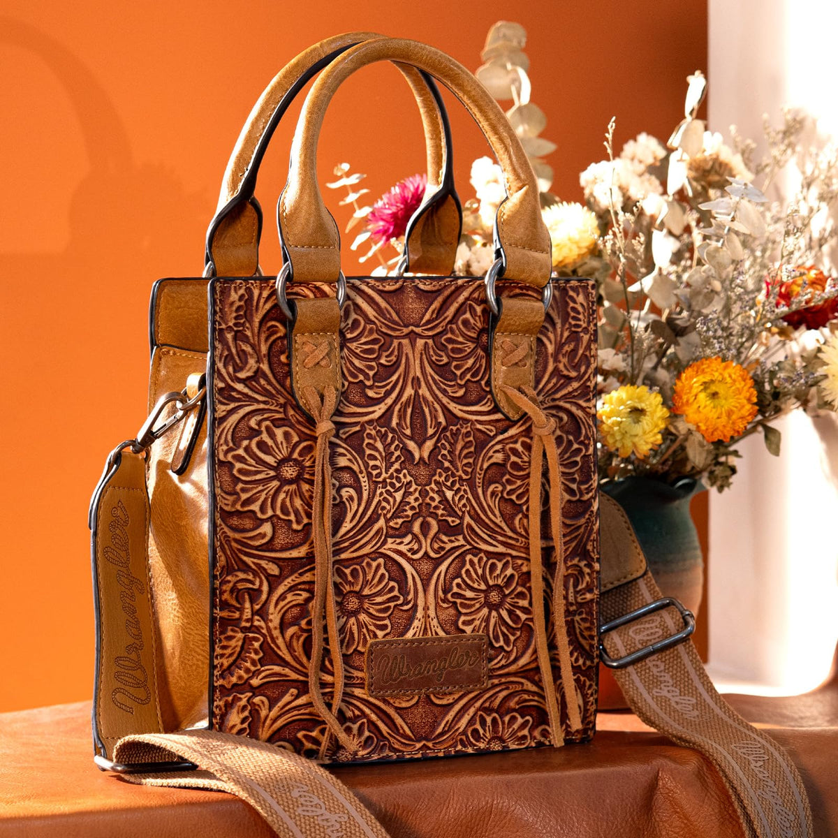 Embossed Fringe Crossbody Purse L698