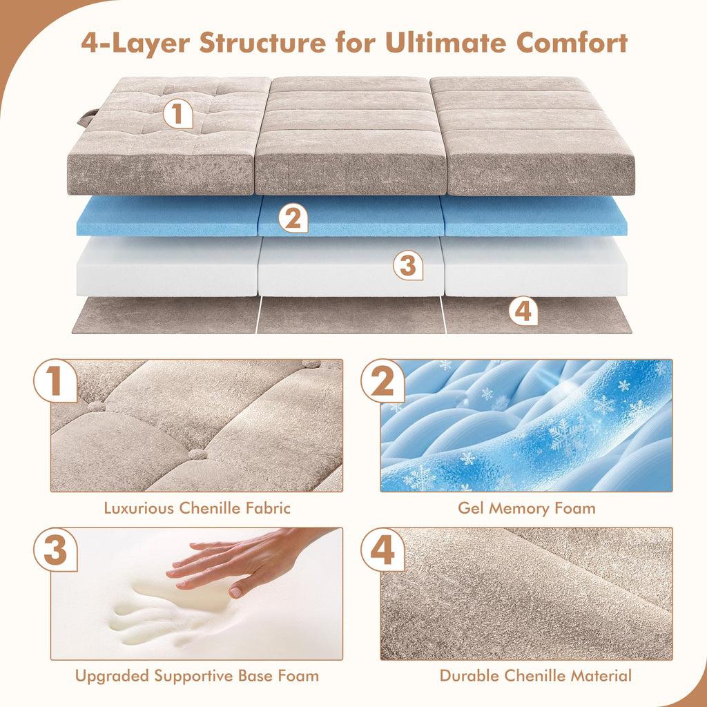 Foldable Twin 4 Inch Memory Foam Mattress D716282