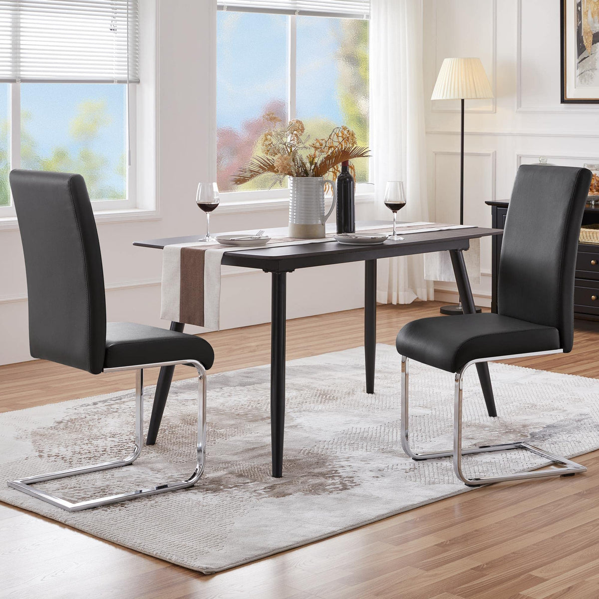 Dining Chairs Set of 2 High Back Black N506