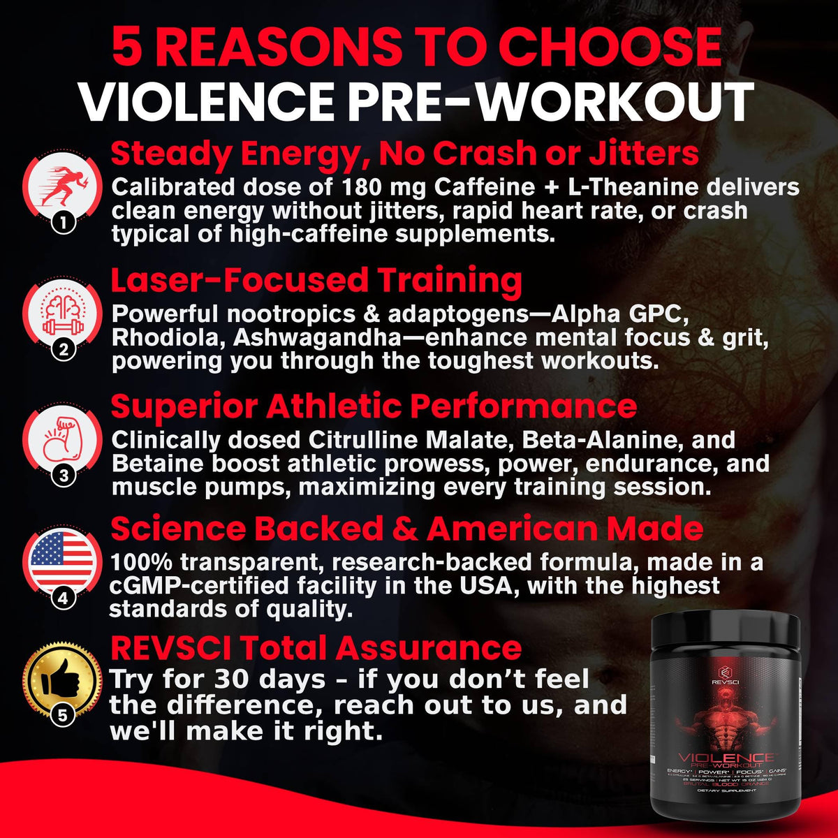 Pre Workout Powder 180 mg Caffeine L Theanine L Citrulline Malate Beta Alanine Alpha GPC 25 Servings Blood Orange P4589