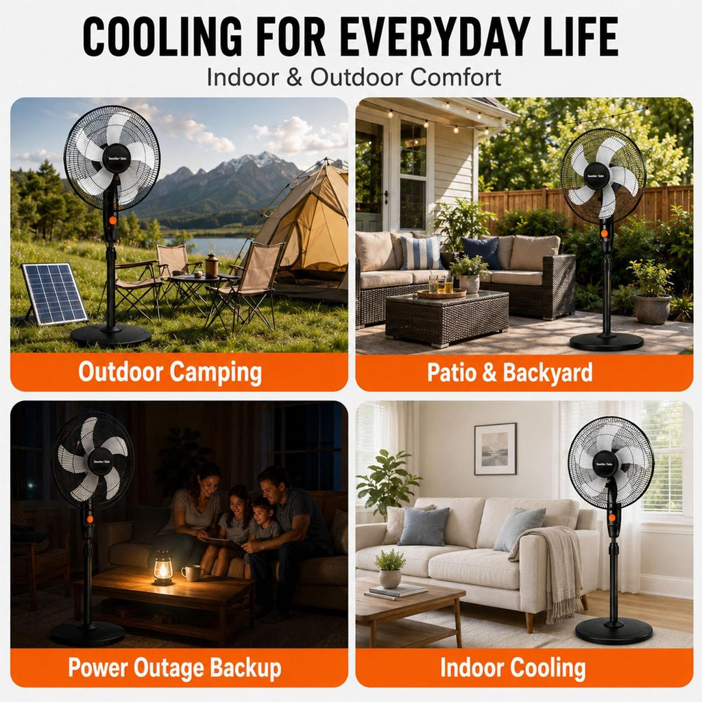 Rechargeable Pedestal Fan with Solar Panel D446