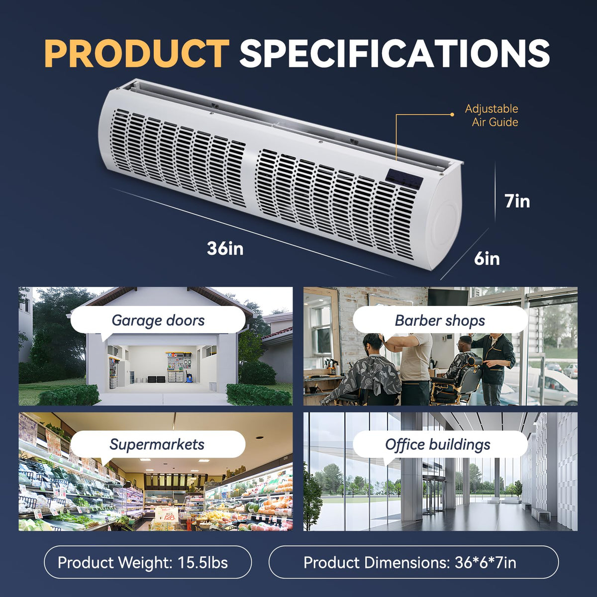 36'' Air Curtain with Remote Control 110V I3415