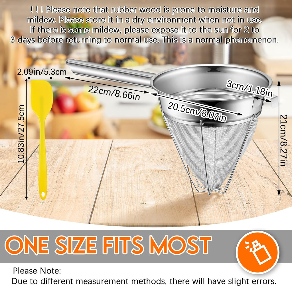 8" Fine Mesh Strainer Set with Handle and Pestle O71064