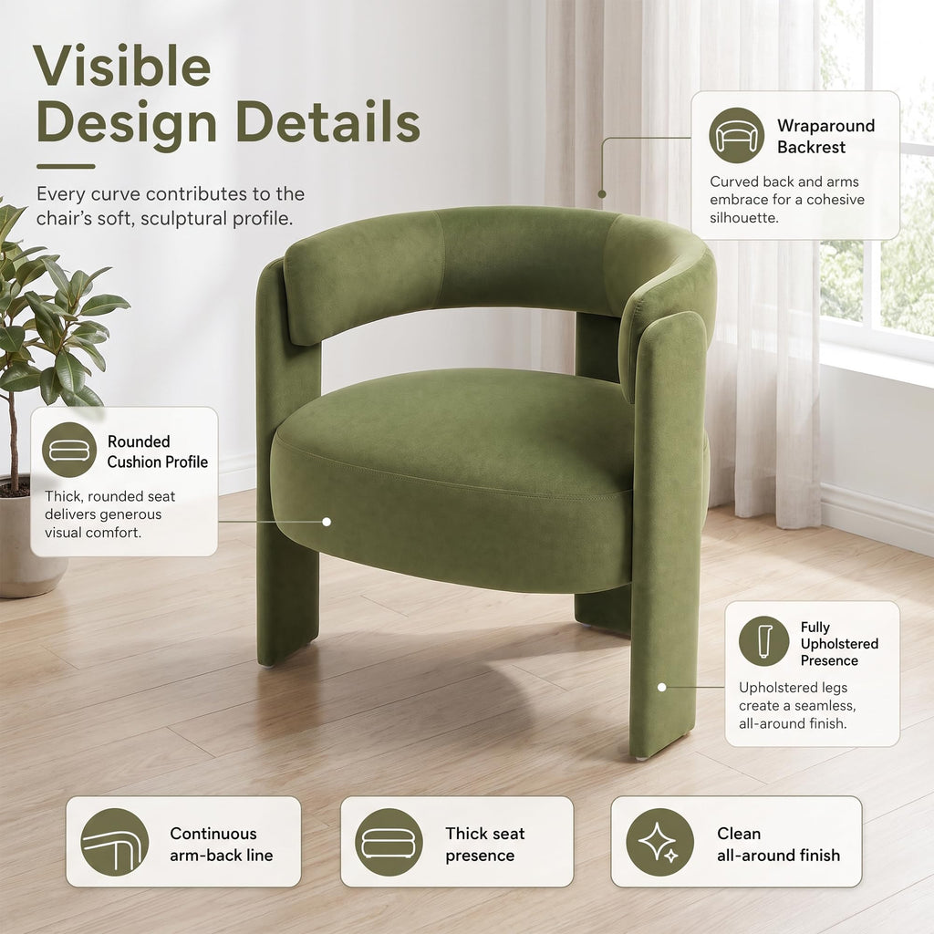 Set of 2 Velvet Upholstered Accent Chairs with Wooden Legs C9512
