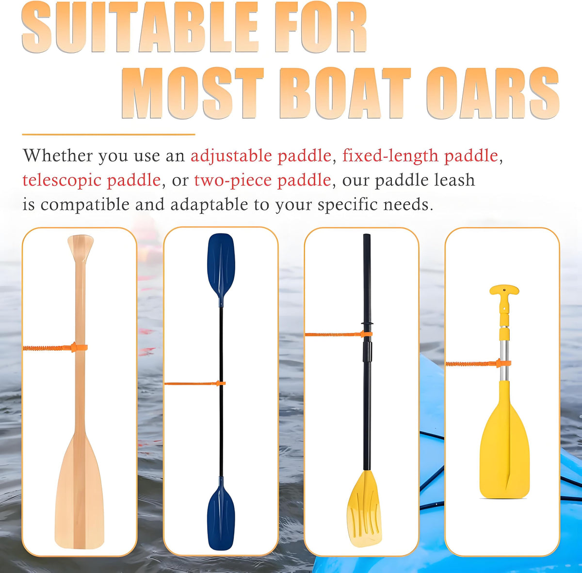 Kayak Paddle Leash 3-7 ft Stretchable Strap I5667