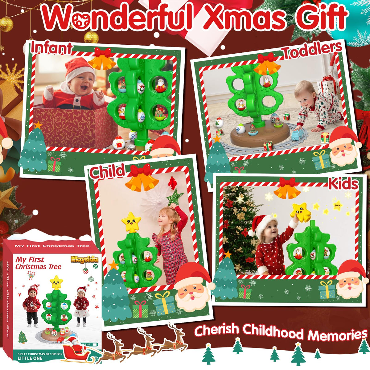 Colorful Plastic Finger Puppets Christmas Tree E392222