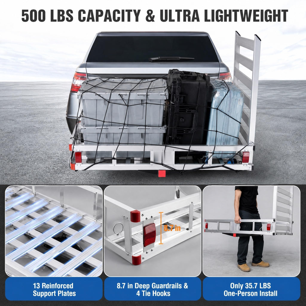 Aluminum Hitch Cargo Carrier with Folding Ramp A1240