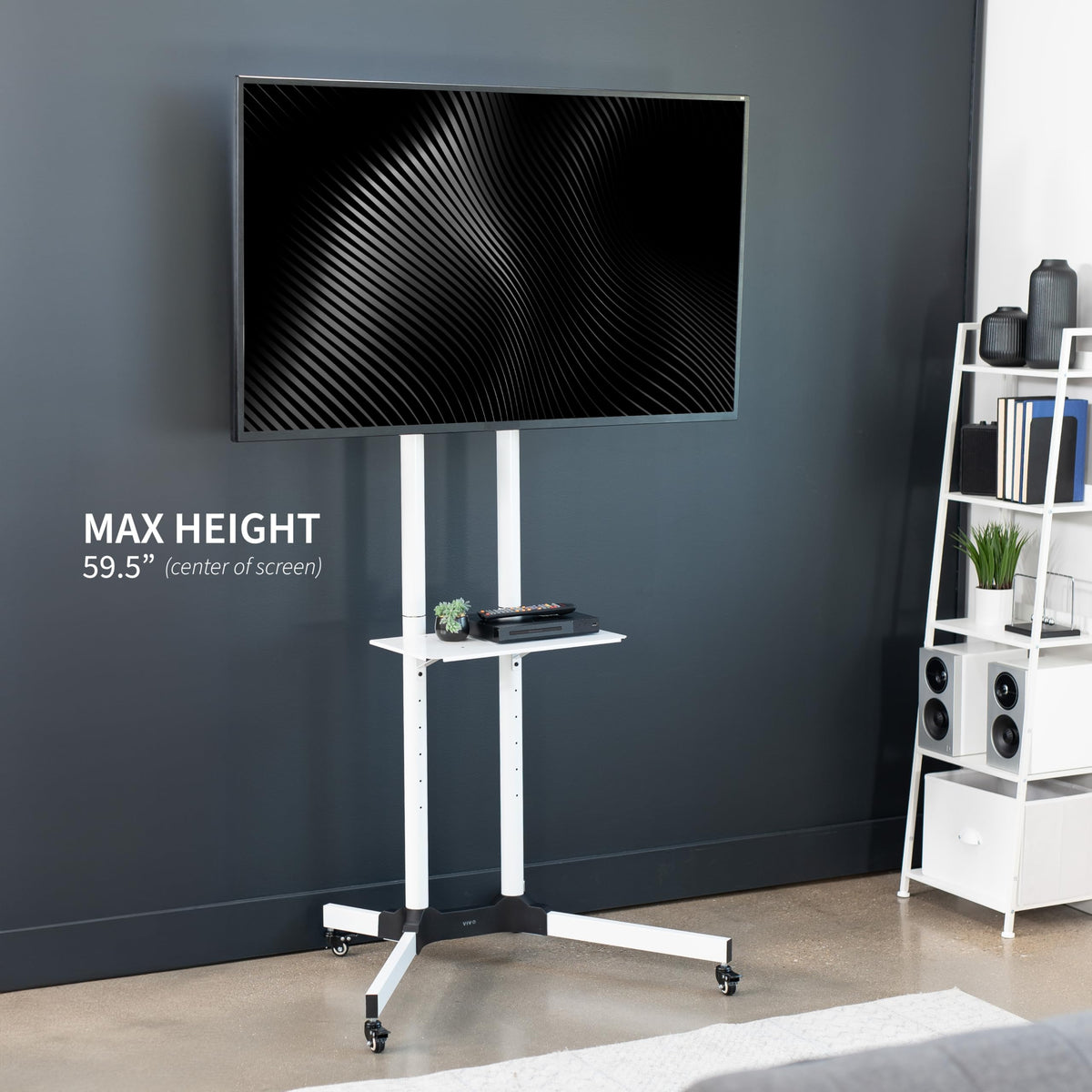 Mobile TV Cart for 32 to 83 inch Screens up to 110 lbs, White B577