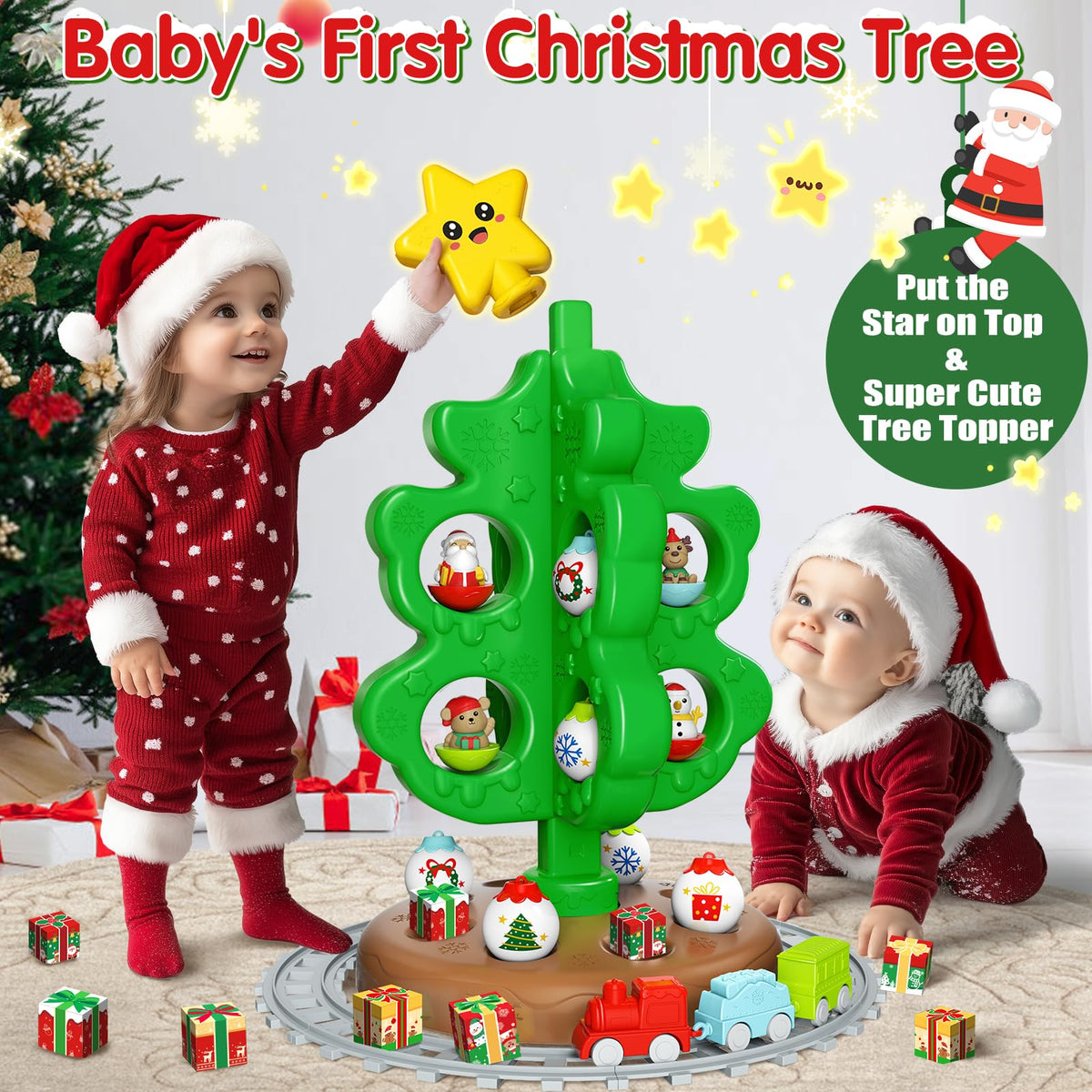 Colorful Plastic Finger Puppets Christmas Tree E392222