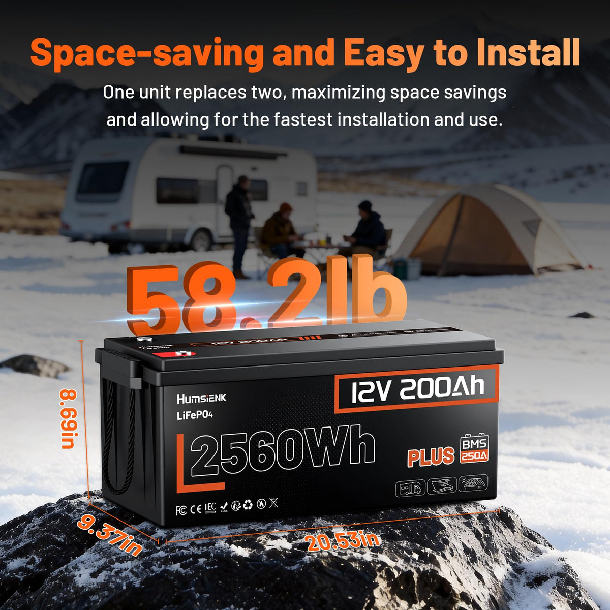 2 Pack 12V 200Ah LiFePO4 Lithium Battery 250A BMS I167