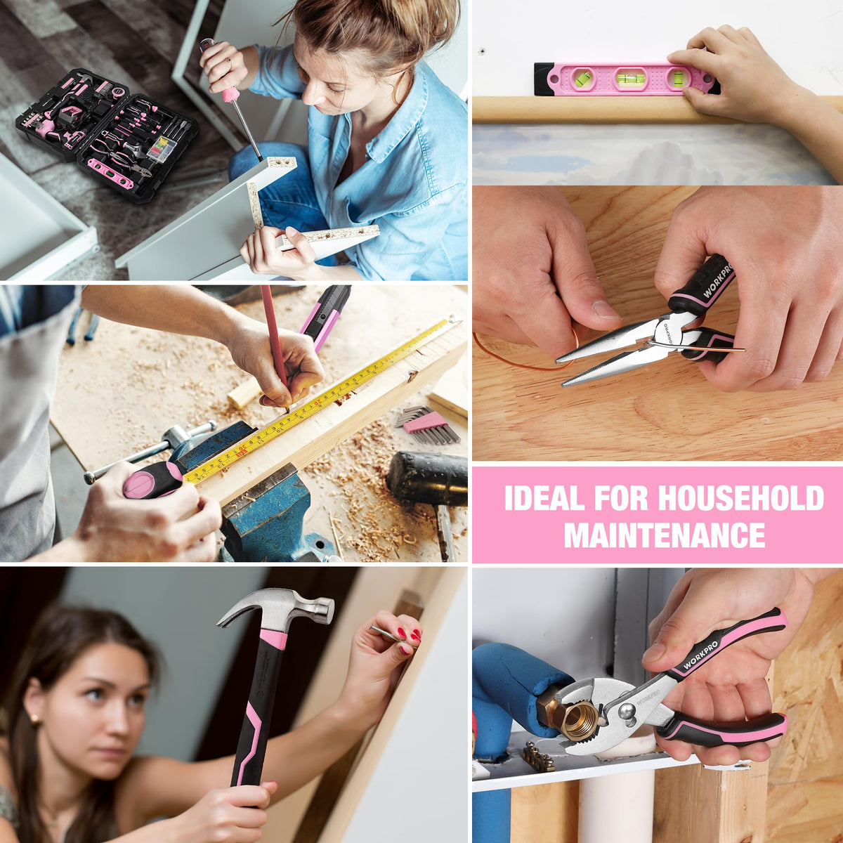 Pink Cordless Drill and 141-Piece Home Tool Kit Z7150