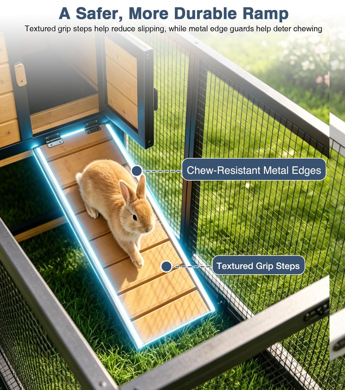 Extra Large Wooden Rabbit Hutch on Wheels C7132