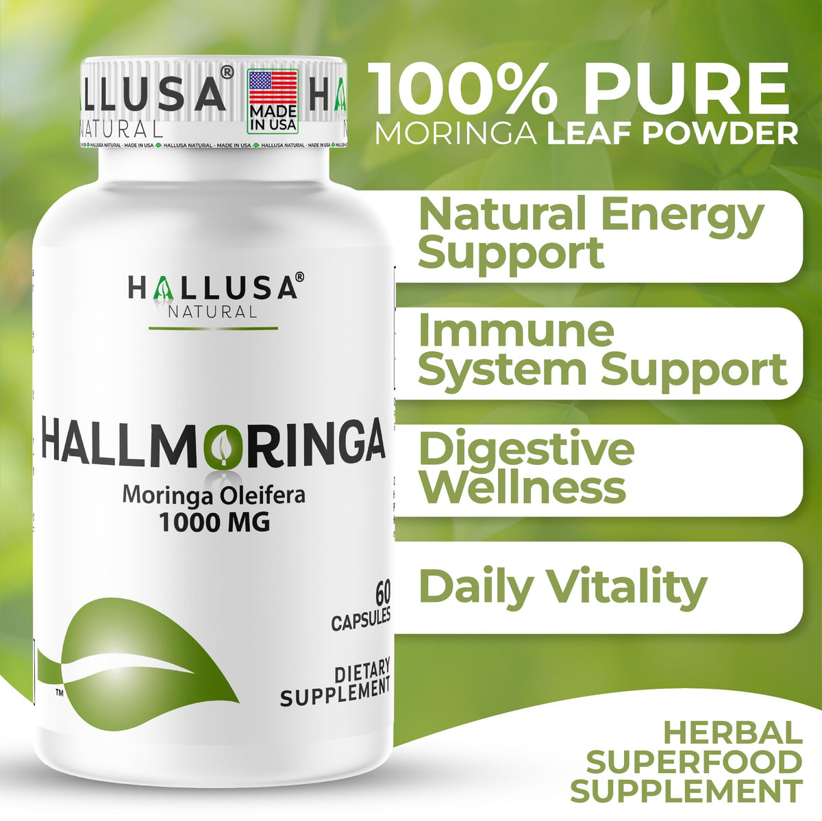 Moringa Oleifera Leaf 1000mg 60 Capsules X21422