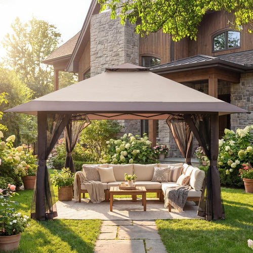 13x13 Pop Up Gazebo with Mosquito Netting Sidewall H71836