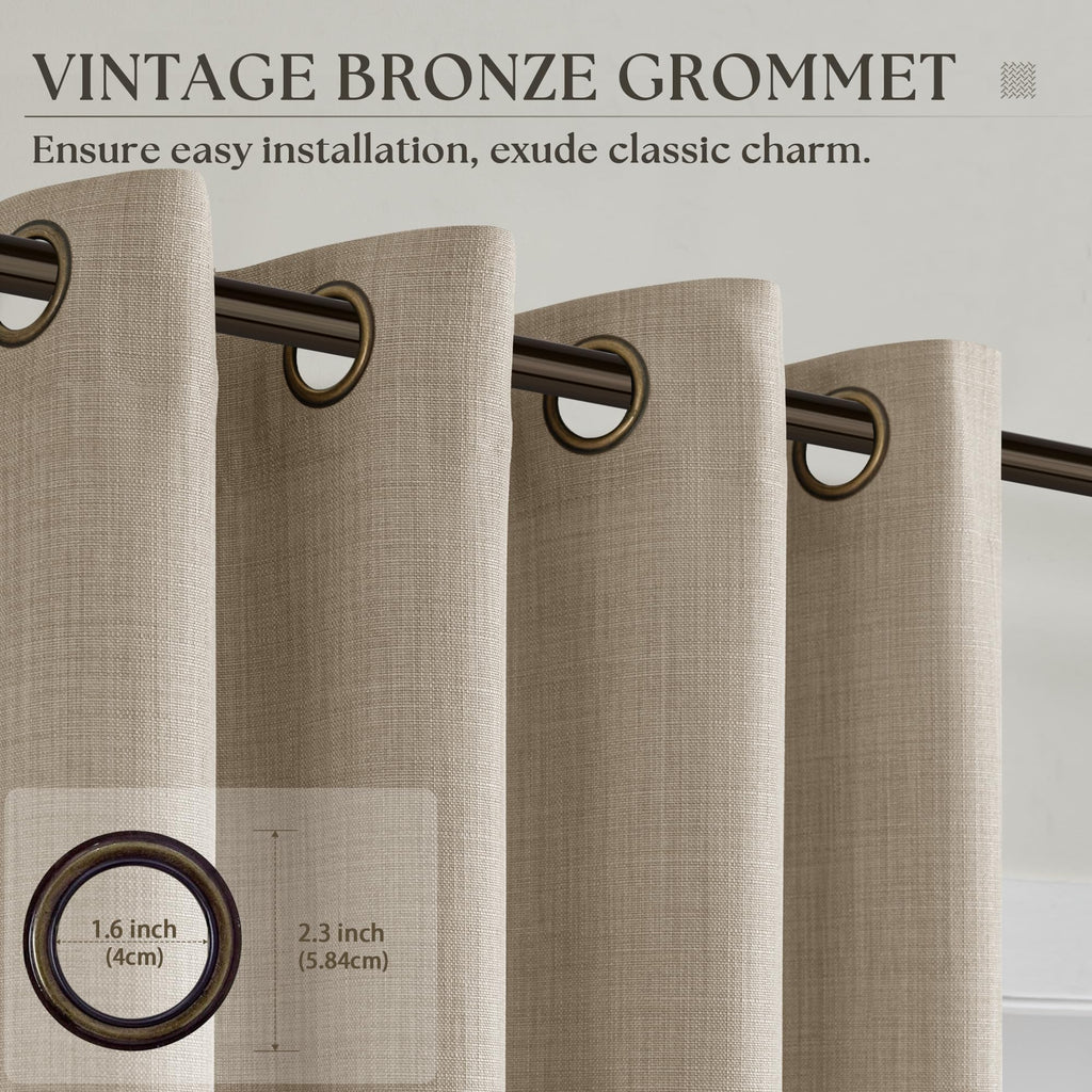 Taupe Linen Textured Grommet Curtains S9878