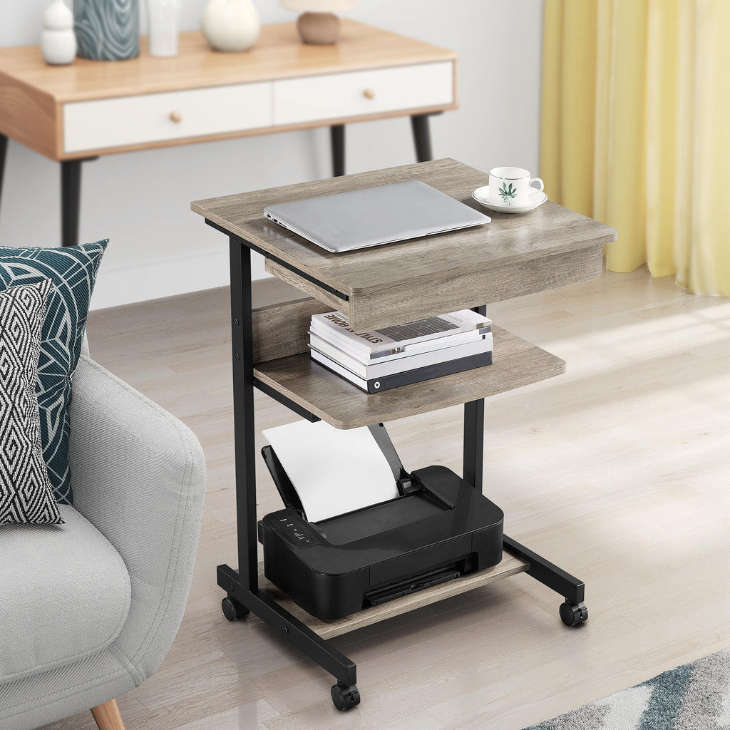 Gray 3-Tier Rolling Cart with Drawer H169