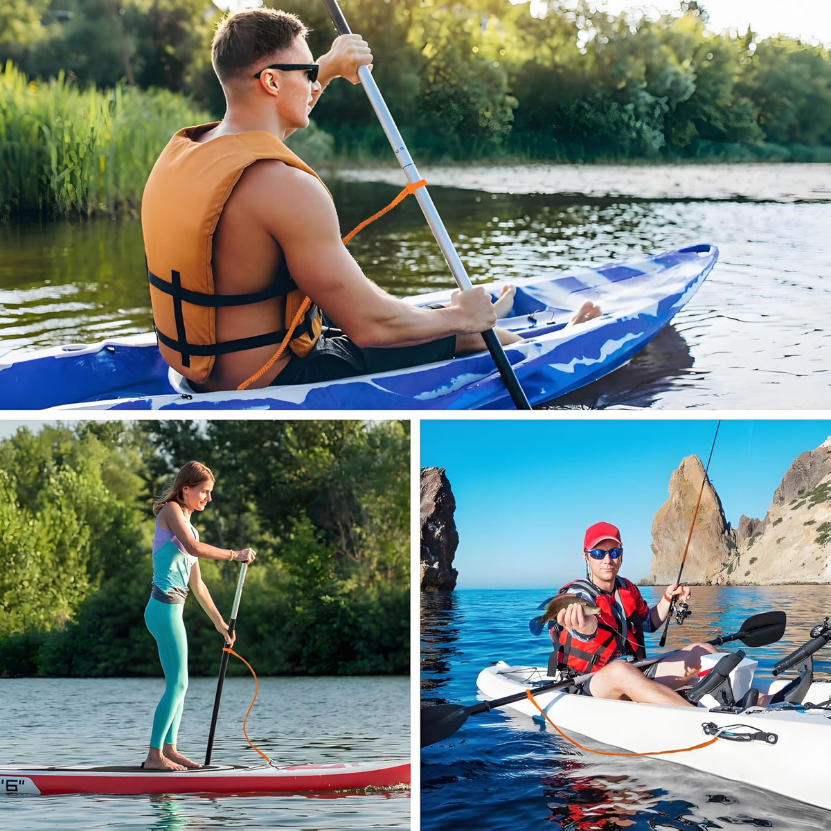 Kayak Paddle Leash 3-7 ft Stretchable Strap I5667