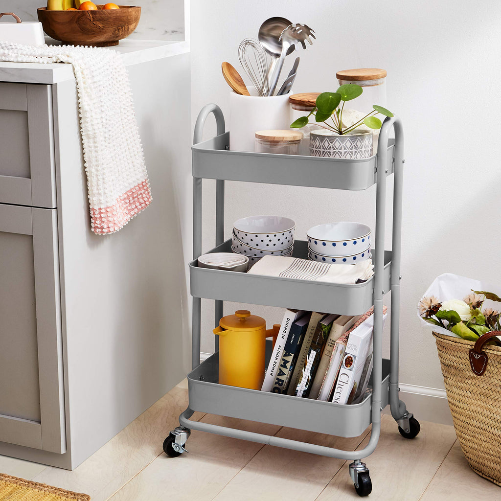 3-Tier Rolling Kitchen Cart with Lockable Wheels O1448