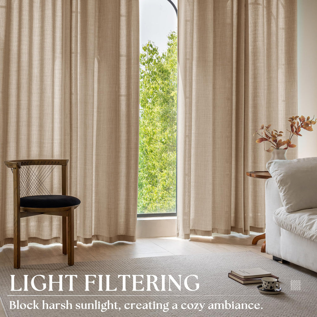 Taupe Linen Textured Grommet Curtains S9878